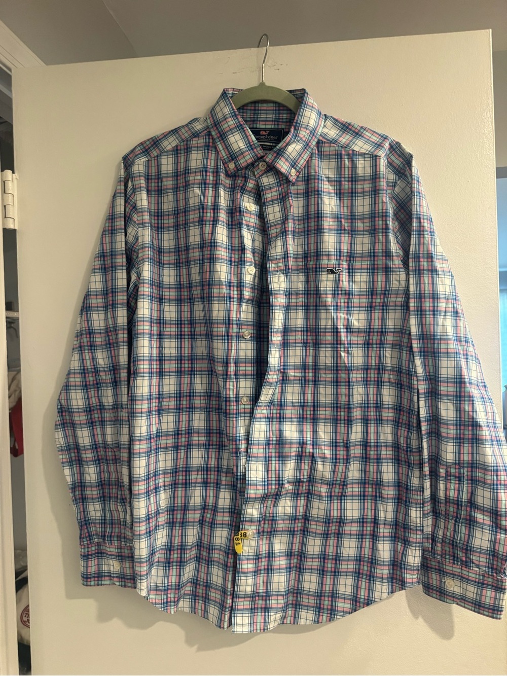 Vineyard Vines Blue and Pink Plaid Button-Down Shirt | Medium